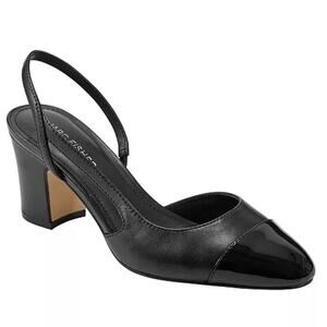 MARC‎ FISHER LAYNIE SLINGBACK PUMPS IN BLACK LEATHER NWOB WOMEN'S SIZE 10M